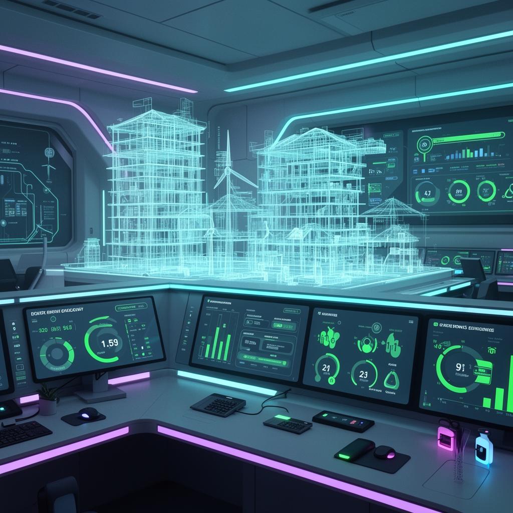 Smart building IoT control room with energy dashboards